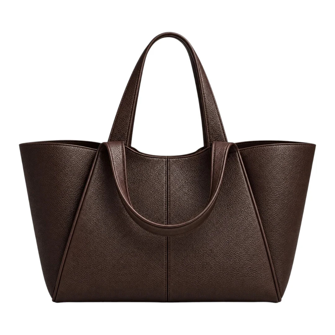TOTING Dark Brown Women’s Tote Handbag – Textured Faux Leather Everyday Shoulder Bag