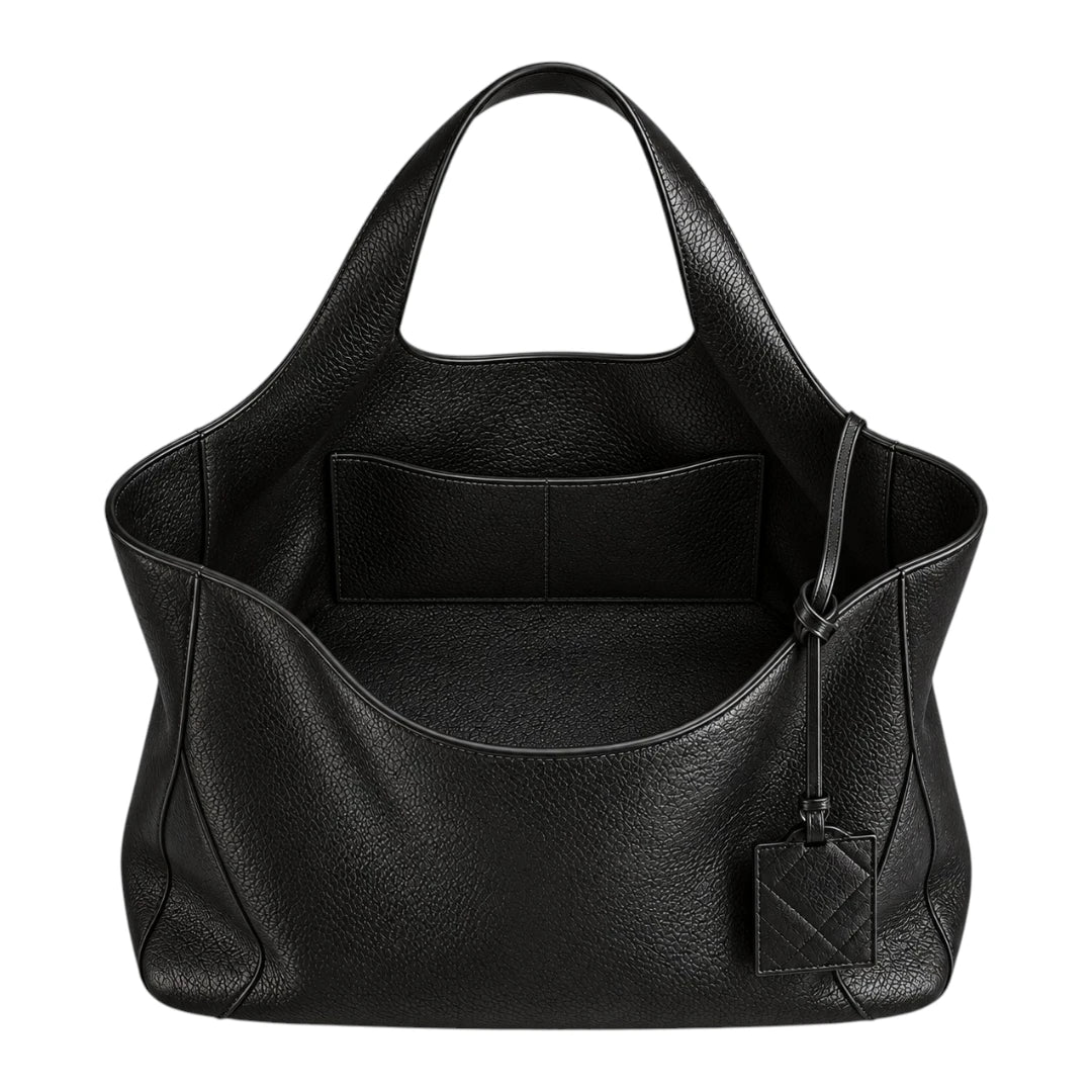TOTING Black Women’s Tote Handbag – Textured Faux Leather Everyday Shoulder Bag