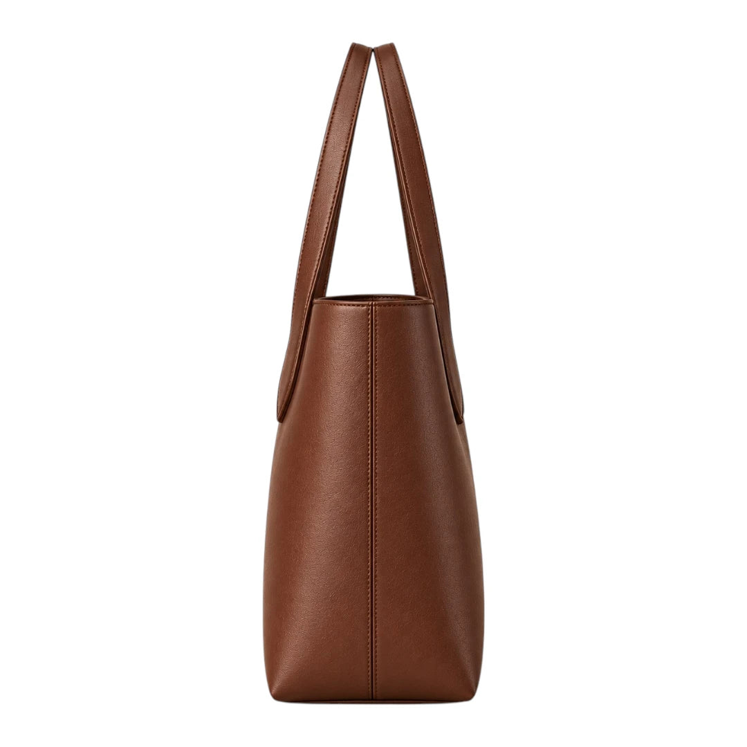 TOTING Chestnut Brown Women’s Tote Handbag – Faux Leather Everyday Shoulder Bag