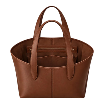 TOTING Chestnut Brown Women’s Tote Handbag – Faux Leather Everyday Shoulder Bag