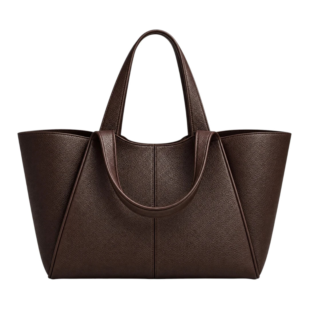 TOTING Dark Brown Women’s Tote Handbag – Textured Faux Leather Everyday Shoulder Bag