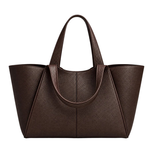 TOTING Dark Brown Women’s Tote Handbag – Textured Faux Leather Everyday Shoulder Bag
