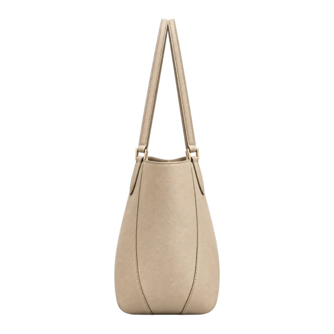 TOTING Ivory Beige Women’s Tote Handbag – Faux Leather Everyday Shoulder Bag