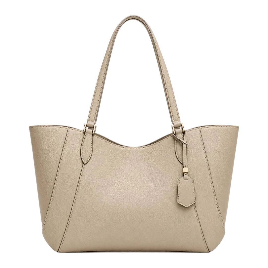 TOTING Ivory Beige Women’s Tote Handbag – Faux Leather Everyday Shoulder Bag