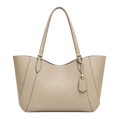 TOTING Ivory Beige Women’s Tote Handbag – Faux Leather Everyday Shoulder Bag