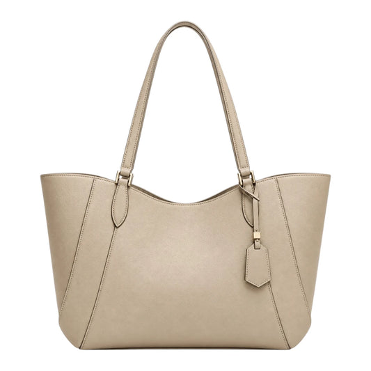 TOTING Ivory Beige Women’s Tote Handbag – Faux Leather Everyday Shoulder Bag