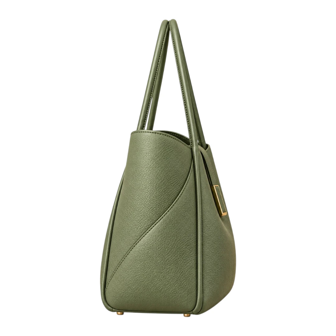 TOTING Olive Green Women’s Tote Handbag – Textured Faux Leather Shoulder Bag