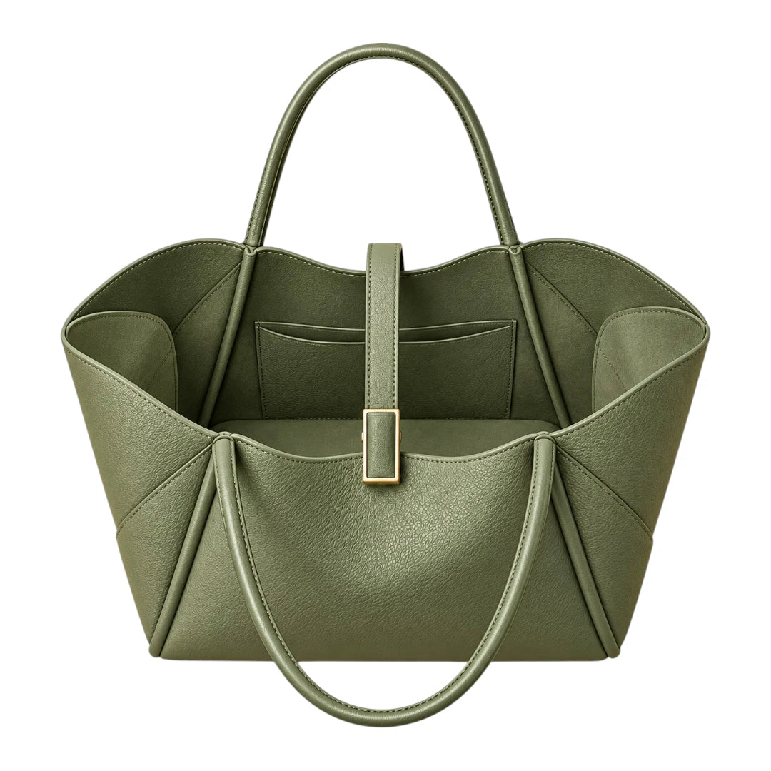 TOTING Olive Green Women’s Tote Handbag – Textured Faux Leather Shoulder Bag