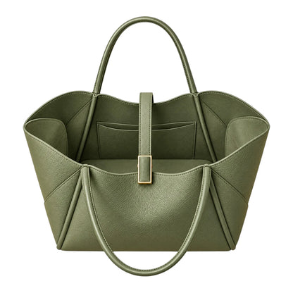 TOTING Olive Green Women’s Tote Handbag – Textured Faux Leather Shoulder Bag