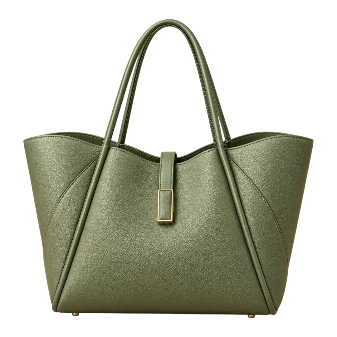 TOTING Olive Green Women’s Tote Handbag – Textured Faux Leather Shoulder Bag