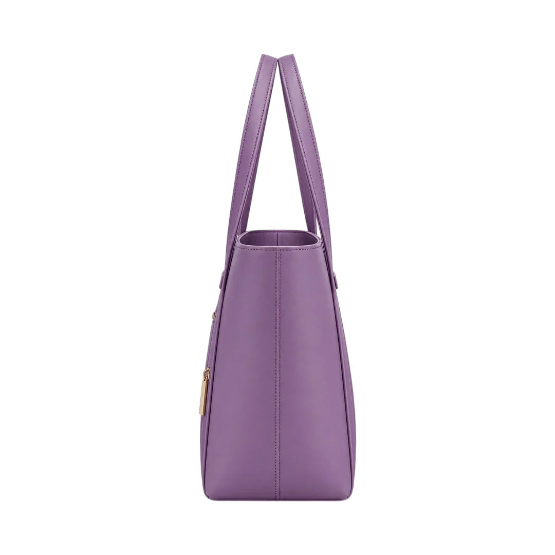 Totzen Elegant Purple Front Pocket Tote Bag – Gold Accent Design