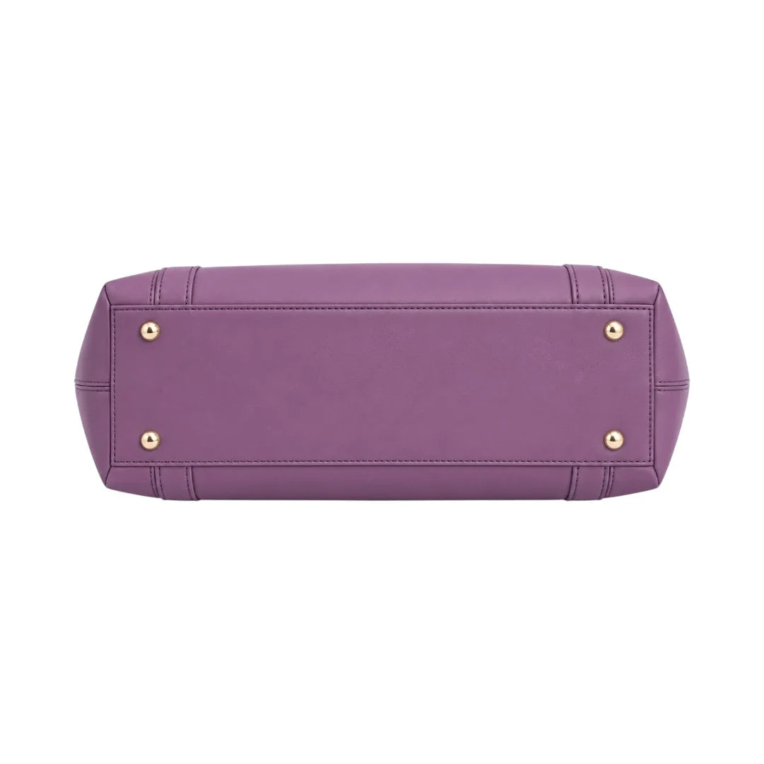 Totzen Elegant Purple Front Pocket Tote Bag – Gold Accent Design